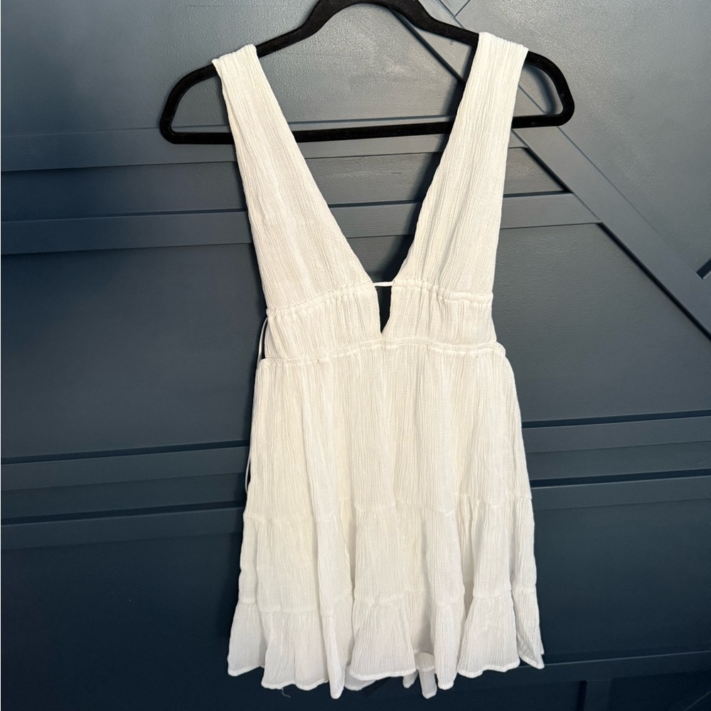 Cotton Candy White Backless Dress